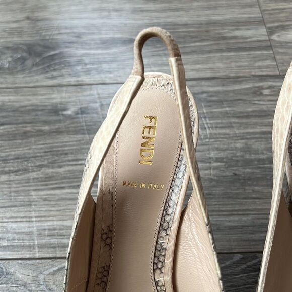 FENDI animal snake nude beige color high heels sandals Sz 7 ITALY - Picture 3 of 14
